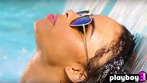 Stunning black milf briana ashley poses in lingerie and exposes her big natural tits