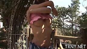 Posh ladyboy acquires creamed in hardcore competition