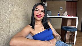 Feel the excitement of this all-natural 18yo Latina teen's first casting POV sex