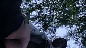 Sexy bbw takes deep backshots under sunset in forest