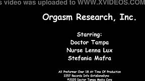 Nurse Stefania Mafra conducts orgasm research on patient