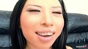 Slim half asian teen 18+ model soolin kelter pick up for first interracial black monster cock casting fuck
