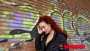 A vagabond gets seduced by redhead Ariel Ortiz in interracial encounter