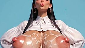 Super hot ai latina secretary lets her cummed boobs bounce and jiggle