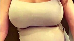 My stepmom shows elastic ass and big milky tits in homemade massage and masturbation scene