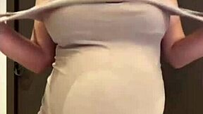 My stepmom shows elastic ass and big milky tits in homemade massage and masturbation scene