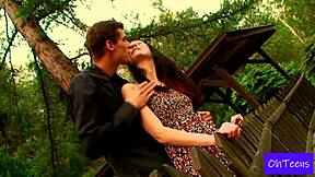 kattie and kristof share a beautiful moment in their college dorm.