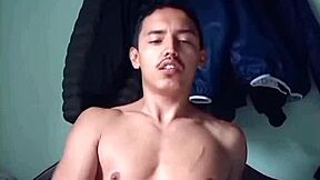 Detailed compilation featuring cute young tanned Colombian guy masturbating and cumming in solo amateur video part 1