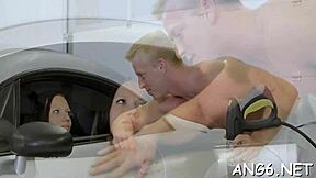 hungry dude hammers beauty's cunt from behind