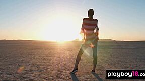 Big boobed natural beauty Willa Prescott poses naked in desert