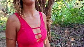 Met country girl on street and fucked her in woods with cum on ass