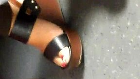 Mature Woman Reveals Candid Feet in Hidden Wedges Sandals