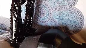 total black outfit with fishnets pantyhose and over the knee boots