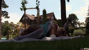 Skirts Up for Outdoor Dildo Fucking of Wet Cunts!