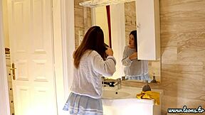 Oh wow, petite cheerleader's tight shaved pussy shocks in porn casting!