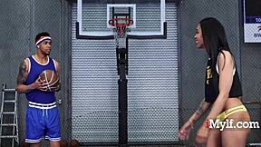 i see ebony milf ride tight ass on basketball court