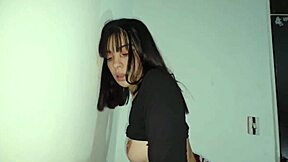 sexy laura in red skirt gets caught masturbating, spanked, and fucked against the wall