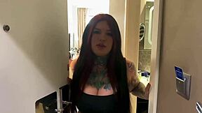 Tattooed milf with huge tits fucked by young man and swallows his cum?