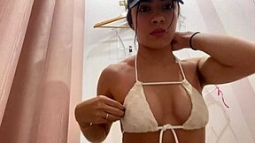 Latina Brunette Flashes Perfect Tits And Ass In Bikini