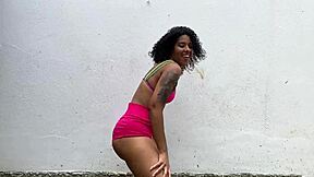 Naughty girl shows off in public and guides masturbation to get cum inside