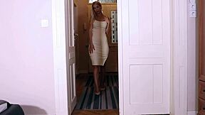 sharon white models in pantyhose, teasing softly