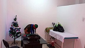 The nurse gets caught decorating the doctor's office and turns super sexy