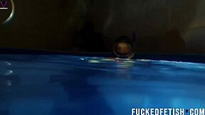 Helen Star Dives Underwater In Pool With Mask