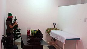 The nurse gets caught decorating the doctor's office and turns super sexy