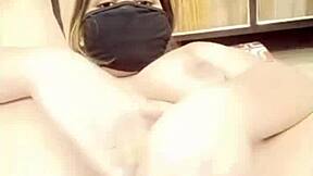 Vegetable inserted deep in ass with intense fucking and moaning