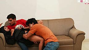 Indian Muslim Schoolgirl with Big Boobs Rough Fucked by Two Strangers