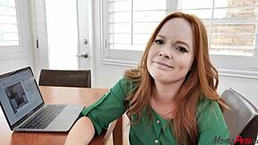 Stepmom seduces stepson with sultry looks and mature allure.