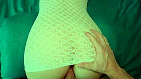 step mom caught step son with boner and helps to cum quick on her ass while her husband is home