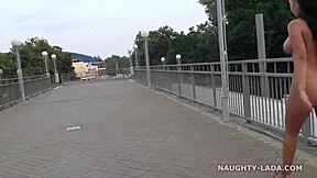 Completely Nude Exhibitionist Flashes In Public On City Streets