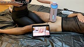 Girlfriend with Big Boobs Milks Boyfriend Using Blow Machine