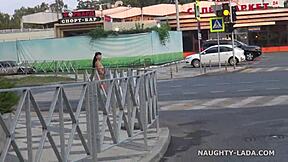 Completely Nude Exhibitionist Flashes In Public On City Streets