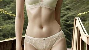 standing in underwear on bridge