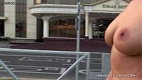 Completely Nude Exhibitionist Flashes In Public On City Streets