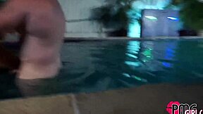 Is the asian slut getting creampied in the pool?