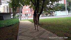 Completely Nude Exhibitionist Flashes In Public On City Streets