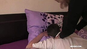 Mature German MILF Climbs Huge Young Dick