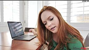 Stepmom seduces stepson with sultry looks and mature allure.