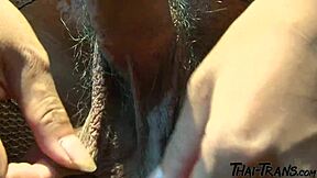 horny shemale has fun with dildo in bangkok