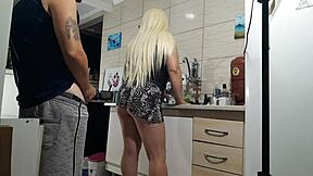 fucking hot stepmother in the kitchen with big ass and gaping