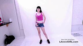 Beautiful brunette seduced by producer in modeling audition with intense fucking and swallow