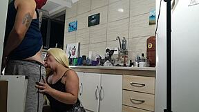 fucking hot stepmother in the kitchen with big ass and gaping