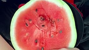 Arabian Snowwhite's Kinky Watermelon Insertion into Tight Teen Pussy