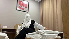 Turkish stepmom masturbating in pantyhose for her stepson, so sexy!