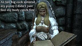 Meralin & Eralin engage in bent over blowjob and doggystyle in Skyrim