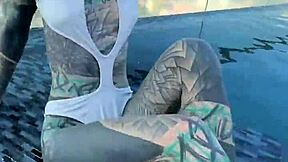 Bikini model at Pattaya pool