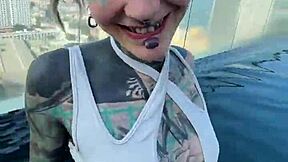 Bikini model at Pattaya pool